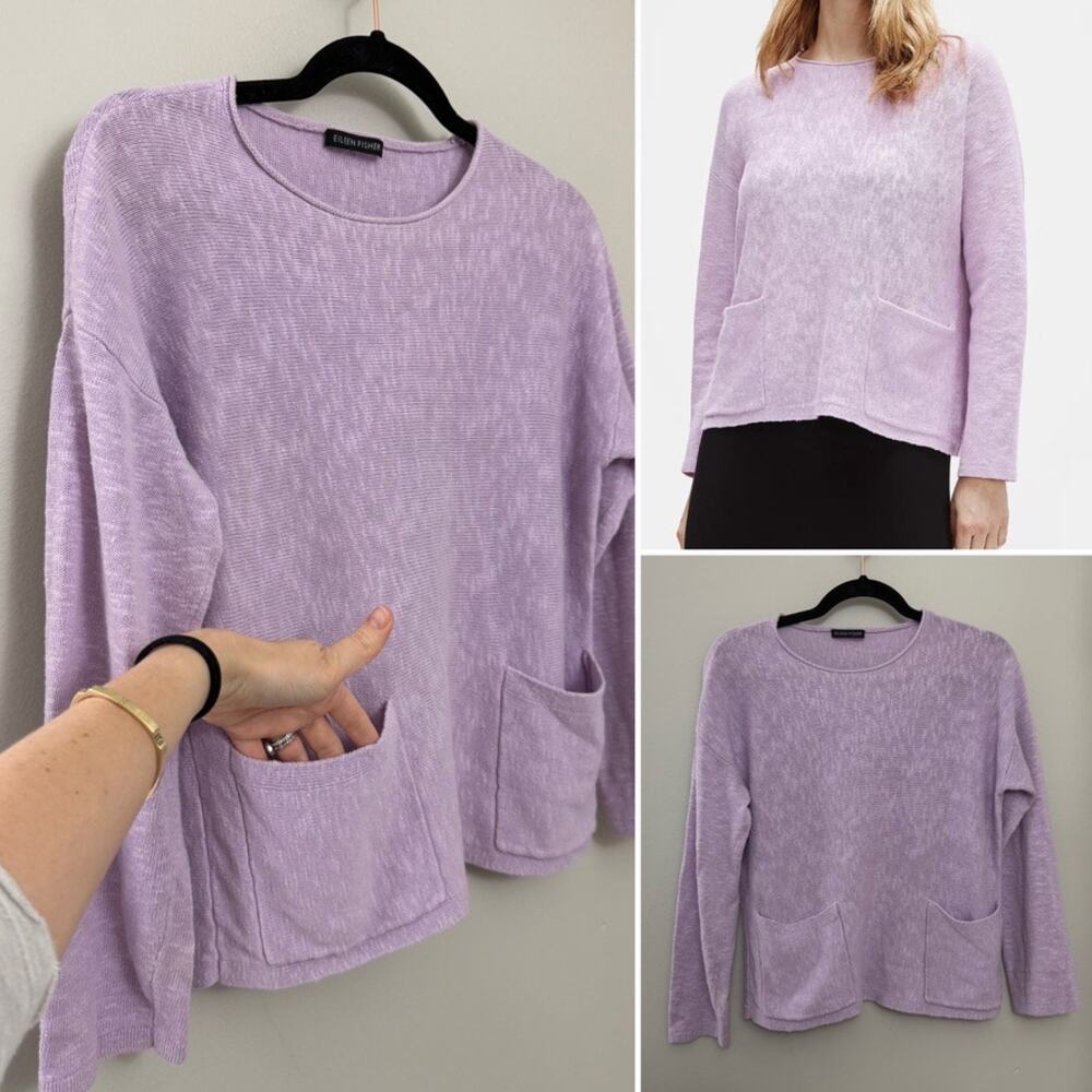 Eileen Fischer Classic Minimalist Spring‎ Capsule Organic Linen Cotton Box Top M